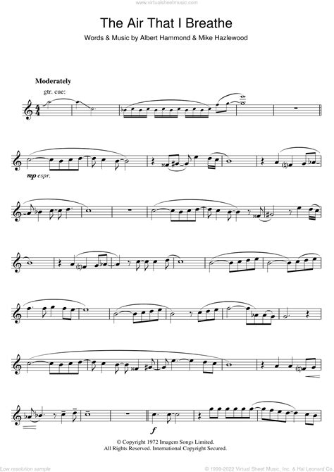 The Air That I Breathe Sheet Music For Tenor Saxophone Solo Pdf