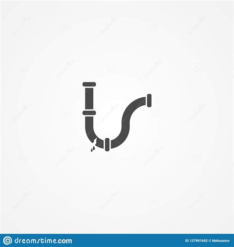 Broken Pipe Vector Icon Sign Symbol Stock Vector Illustration Of