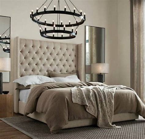 Zinus kendra upholstered wingback platform bed. Tall Headboard WING BACK bed. Chesterfiled with luxurious ...