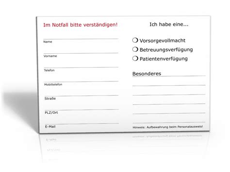 Selbstverständlich ist jeder notfallkarte hund rund um die uhr bei amazon.de zu haben und kann somit sofort geliefert. Notfallausweis 5 Stück Kostenlos