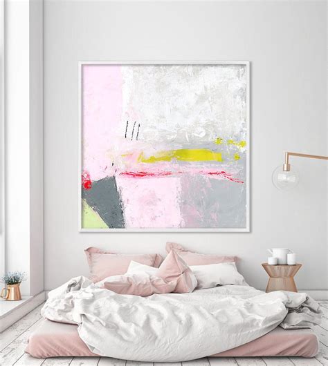 Large Minimalist Print Baby Pink And Grey Giclee Print On Canvas Wall