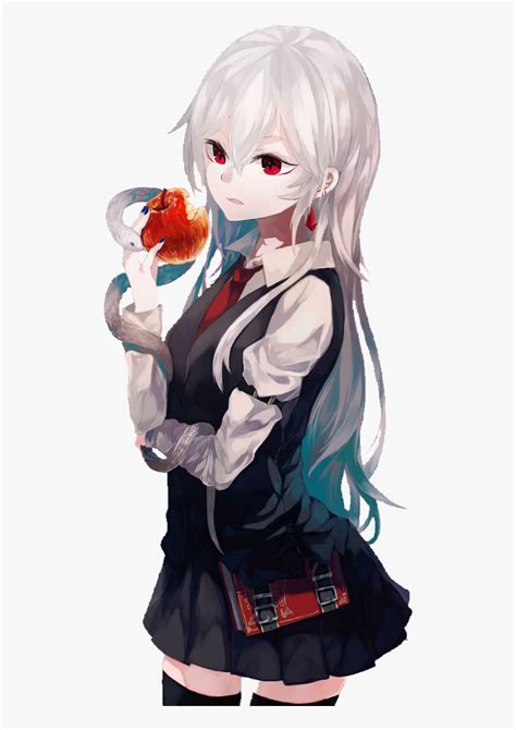 Sad Anime Girl With White Hair And Red Eyes