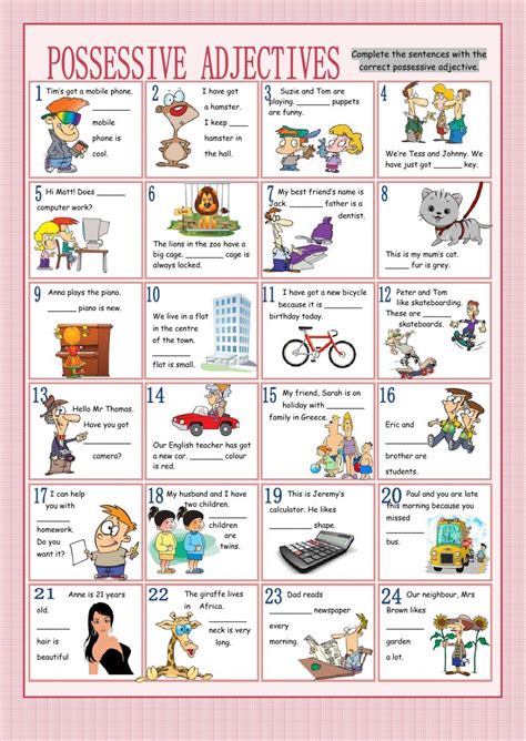 Possessive Adjectives Worksheet Grade 3