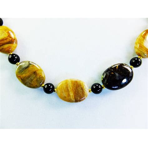 Earthtones Brown And Beige Agate Jasper Stone Beaded Necklace Etsy