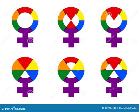 Collection Of Woman Symbol In Rainbow Color Illustration Vector Set Woman Gender Sign Stock