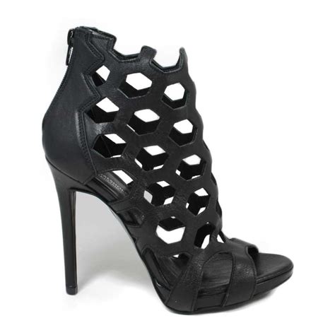 High Heel Sandals In Black Genuine Leather Made In Italy