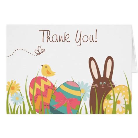 Cute Bunny And Easter Eggs Holiday Thank You Card Zazzle