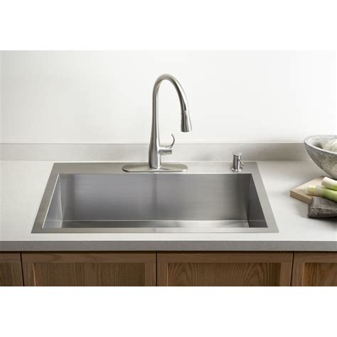 Stainless steel kitchen sink is the first choice of a user. Vault 33" L x 22" W x 9-5/16" Top-Mount/Under-Mount Large ...