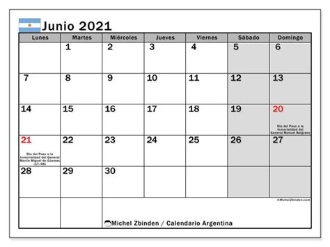 Te mostramos todos los feriados del mes de junio de 2021 resaltados en el calendario (si esta vacio no hay ningún feriado). Calendario "Argentina" junio de 2021 para imprimir ...