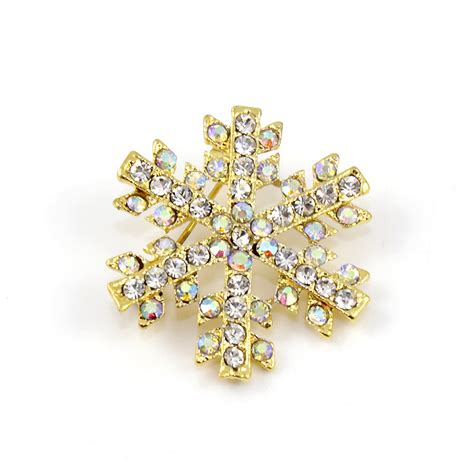 Sparkling Crystal Snowflake Brooch Pin Christmas Winter Flower Etsy
