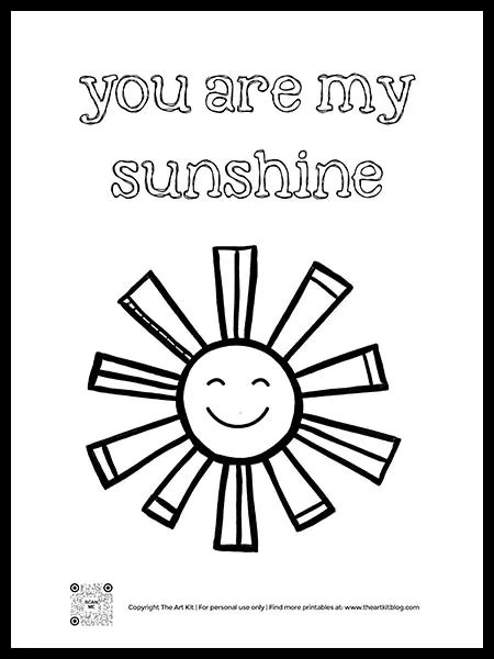 Free Printable Sun Coloring Page You Are My Sunshine The Art Kit