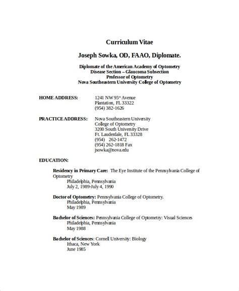 Everyone knows that impressing your future employer at the interview stage is the best way to secure. Optometrist Resume Template - 7+ Free Word, PDF Documents ...