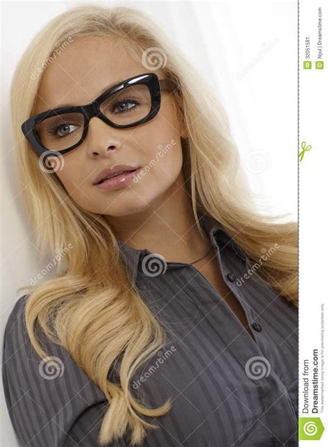 Beautiful Blonde With Glasses Stock Image Image Of Glasses Color