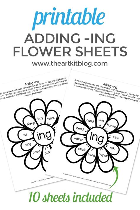 Waldorf Flower Language Arts Coloring Pages Adding -ING Worksheets for