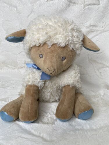 Nurture Lamb Wind Up Musical Plush Cream Tan Blue Lullaby Stuffed Baby