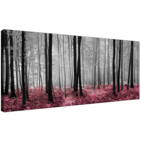 Black White And Pink Forest Trees Print Landscape Canvas