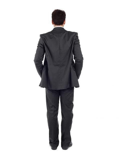 Premium Photo Back View Of Whole Body Of A Business Man In Black Suit