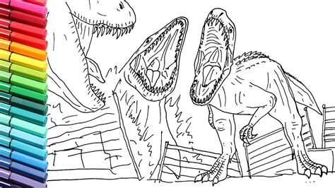 Drawing And Coloring Indominus Rex VS Mosasaur VS T Rex Draw Jurassic