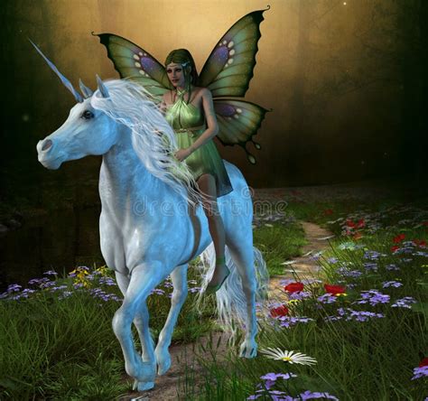 Forest Fairy And Unicorn Stock Illustration Illustration Of Forest