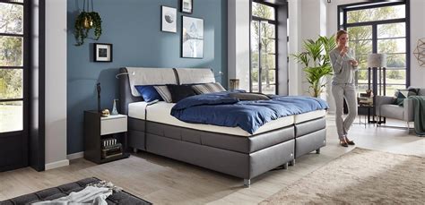 Stoff gemustert schwarz weiß silber kunststofffüsse schwarz liegefläche ca. Boxspringbetten und Polsterbetten - Markenbett von ruf|BETTEN