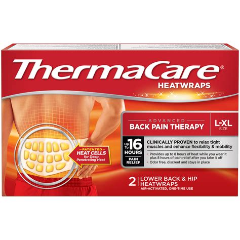 Thermacare Advanced Back Pain Therapy 2 Count L Xl Size Heatwraps