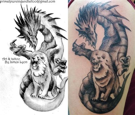 Dragon And Lion Lion Dragon Tattoos Inspirational Tattoos