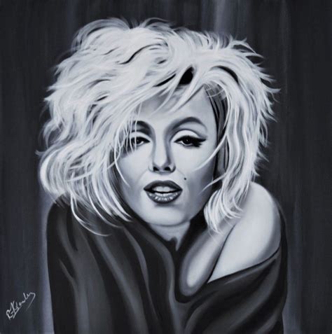 Marilyn 2018 Oil Painting By Richard Garnham Black And White