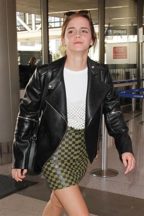 Emma Watson Leggy In Mini Skirt Arrives At Los Angeles International