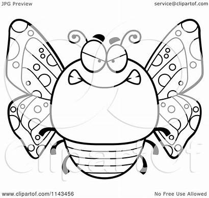 Butterfly Mean Clipart Cartoon Chubby Coloring Vector