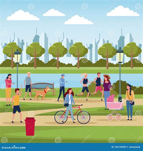 People In The Park Stock Vector Illustration Of Green 126133390