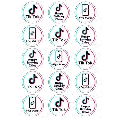 Tiktok Edible Cupcake Toppers Personalised Printed Edible Image