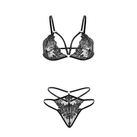 Lace Peek A Boo Bra And Crotchless G String