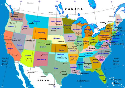 Drab Map Of Usa With States And Cities Free Vector