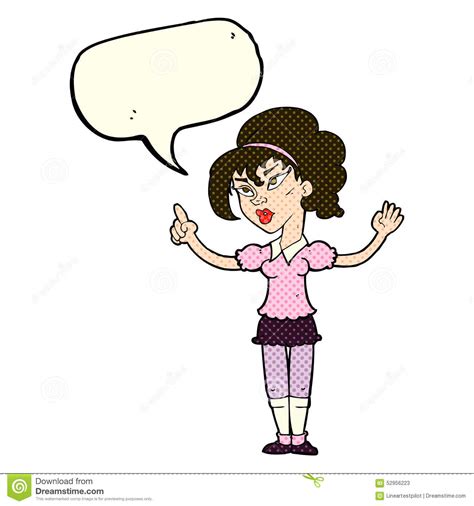 Cartoon Woman With Idea With Speech Bubble Stock Illustration