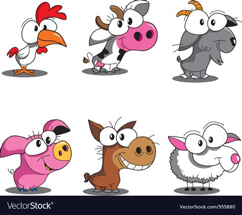 Funny Farm Animals Royalty Free Vector Image Vectorstock