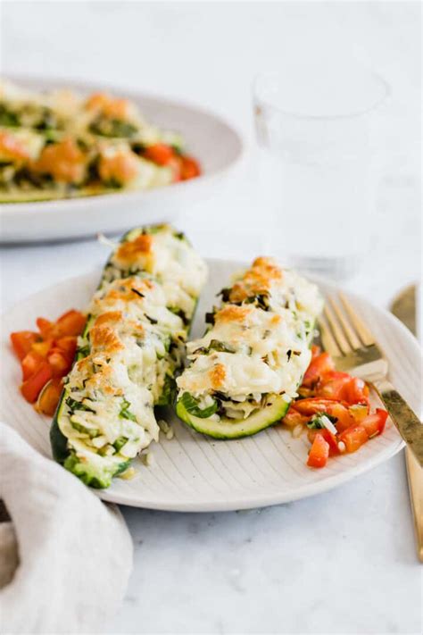 You can use your favorite veggies and. Vegetarian Stuffed Zucchini Boats with Rice | Aline Made