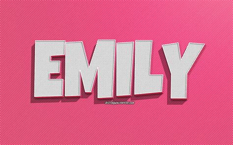 Emily Pink Lines Background With Names Emily Name Female Names
