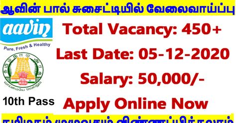 Aavin Milk Recruitment Vacancies