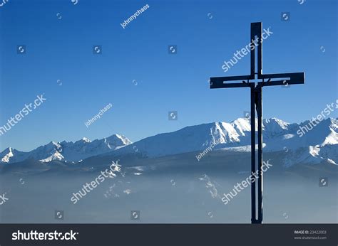 Cross In Mountain Scenery Gubalowka In Tatra Mountains Zakopane