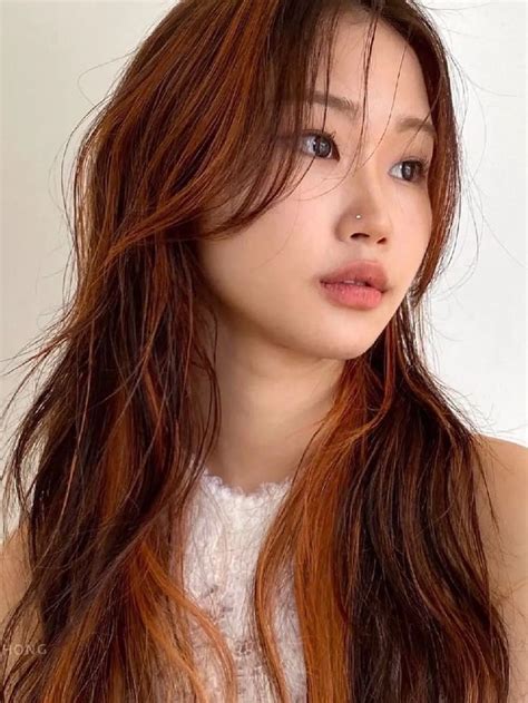 Korean Hair Color Orange Brown Highlight Burnt Orange Hair Color Tone