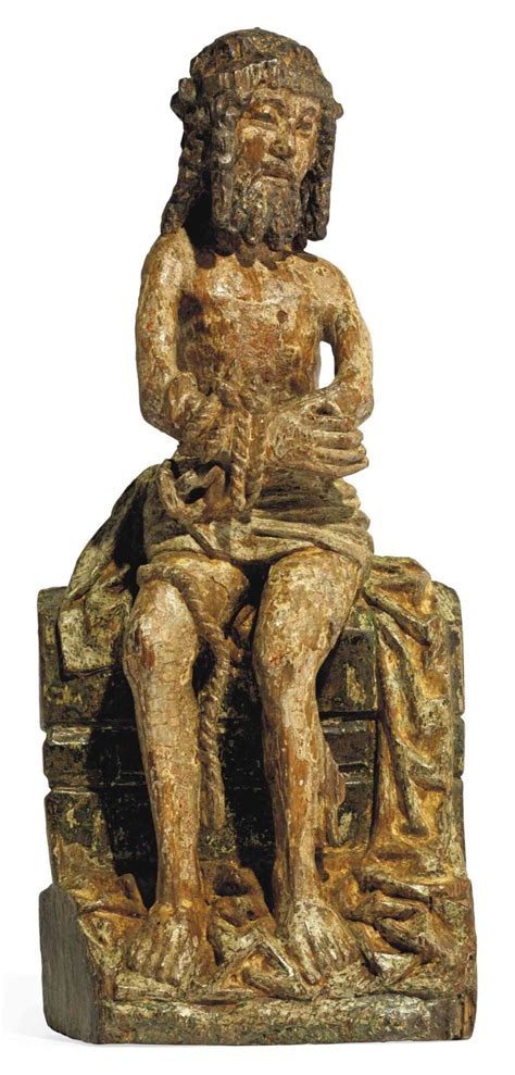 A Polychrome Carved Wood Figure Of Christ As Man Of Sorrows