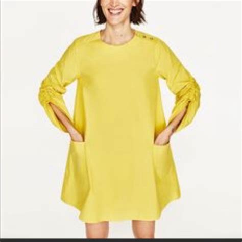 Zara Dresses Zara Yellow Dress With Feint Deep Pockets Poshmark