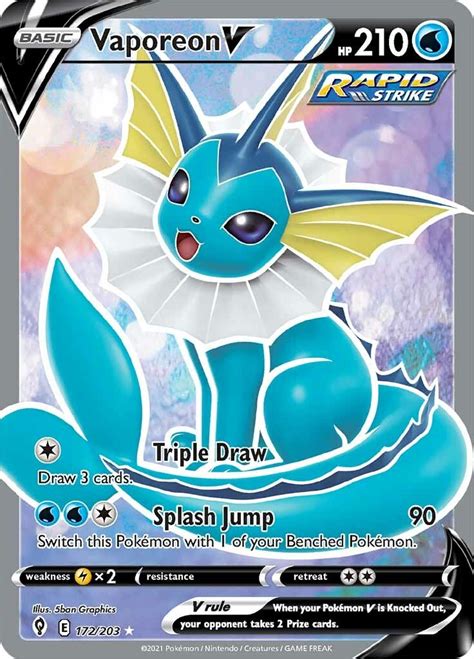 Vaporeon V Full Art SWSH07 Evolving Skies Pokemon