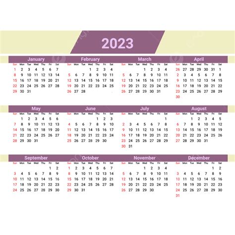 Gambar Kalender 2023 Yang Elegan Tanggal Bulan 2023 Png Transparan