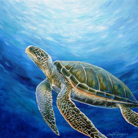 Easy Sea Turtle Canvas Painting Sea Turtle Painting Large Beach