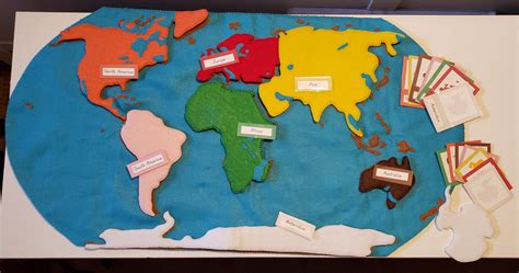 Felt World Map And 3 Part Cards World Map Continents Godly Play