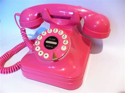 Vintage Hot Pink Push Button Phone Retro Telephone Pink Telephone