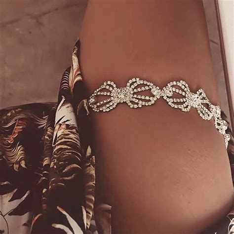 Luxury Flower Rhinestone Leg Chain Crystal Thigh Body Jewelry For Women