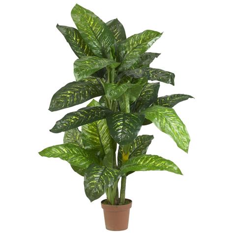Nearly Natural Real Touch 5 Ft Green Dieffenbachia Silk Potted Plant