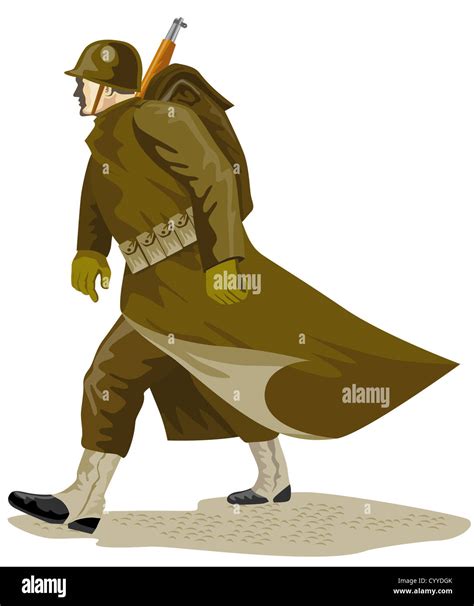 Ilustración De Un Soldado Americano De La Guerra Mundial Dos Marchando
